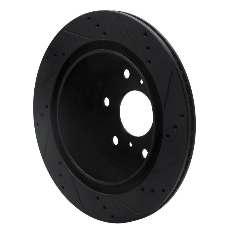 Cadillac Escalade Brake Rotor (1) - Rear Left - R1 Concepts - Drilled & Slotted - Black - `07-`20